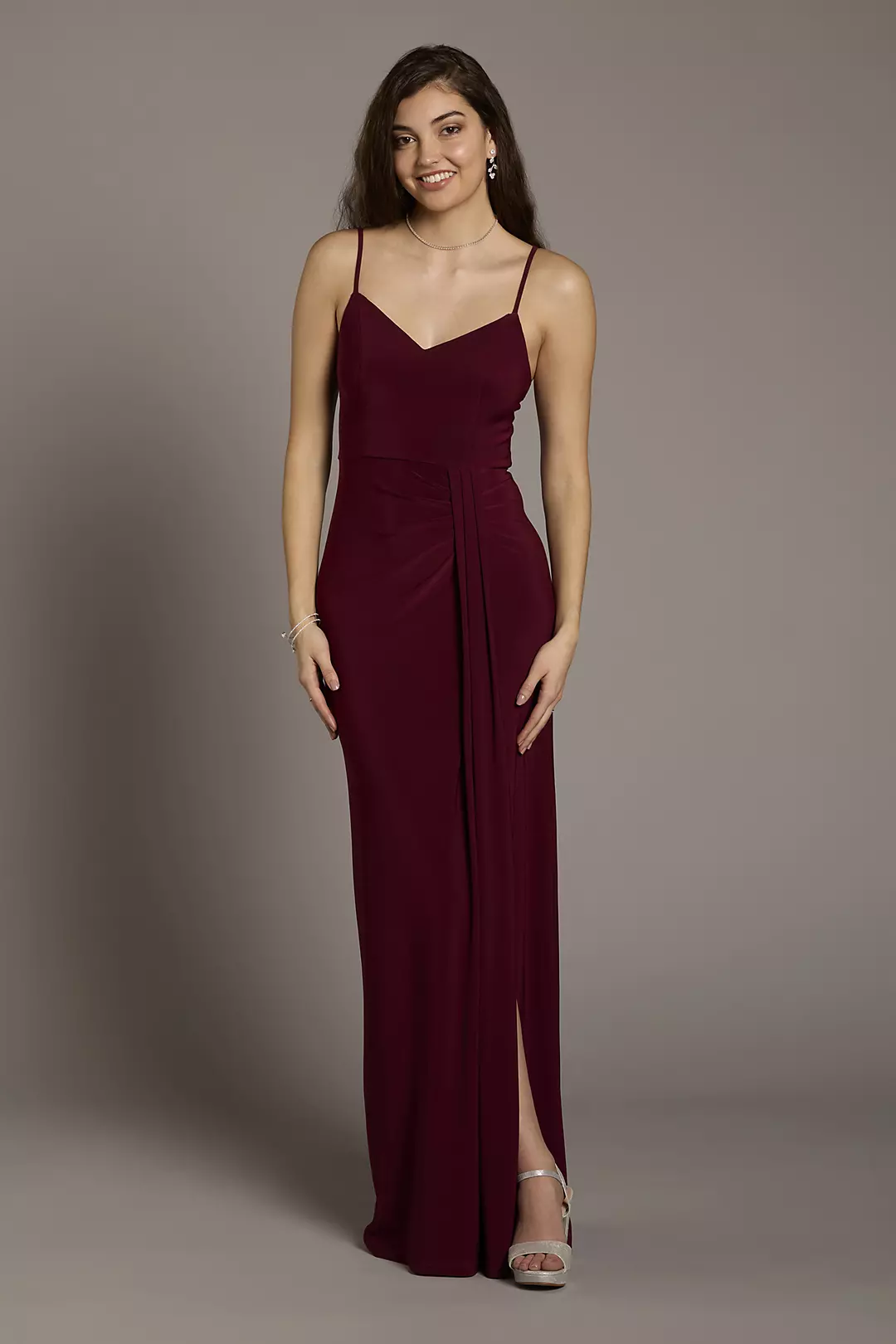Jersey V-Neck Ruched Sheath Dresses - XNAUWBI
