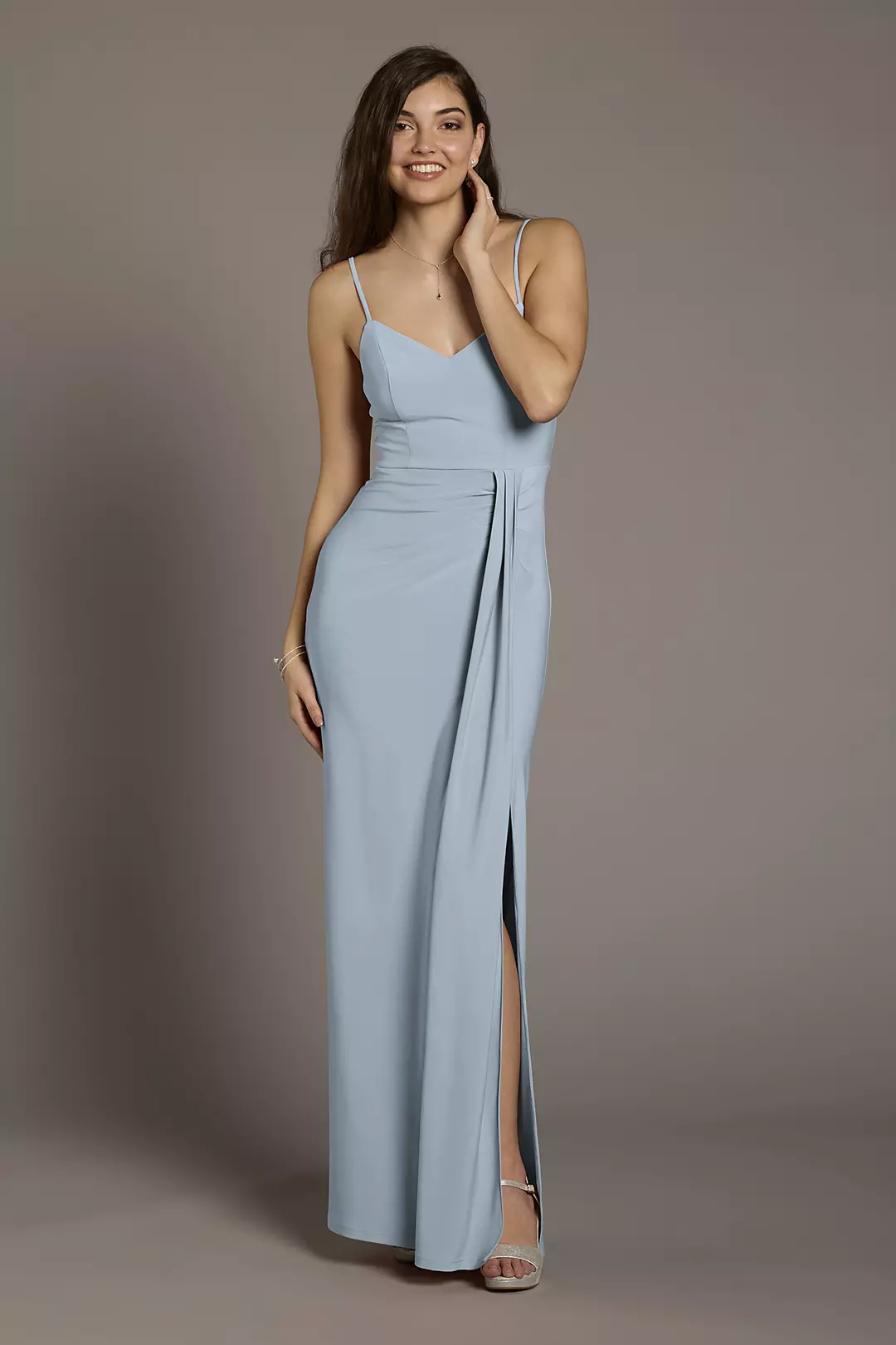 Jersey V-Neck Ruched Sheath Dresses - XNAUWBI