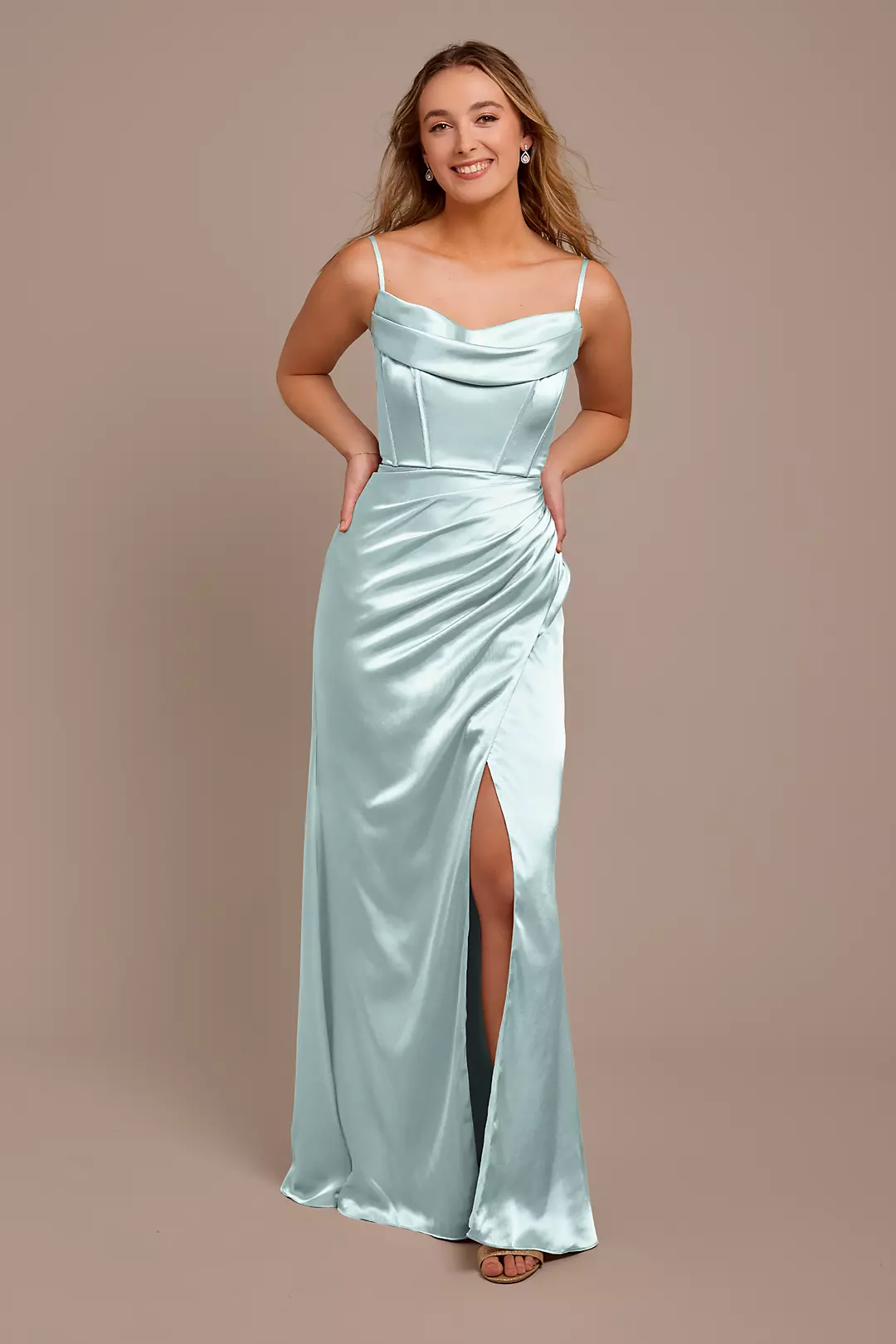 Charmeuse Cowl Spaghetti Strap Dresses - XNAUWBI