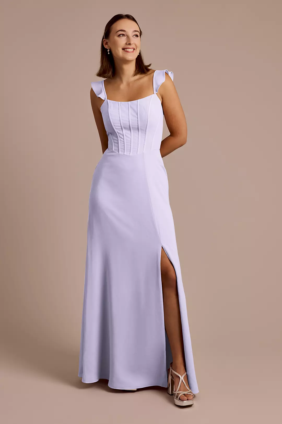 Chiffon Corset Dress with Flutter Sleeves Dress - XNAUWBI