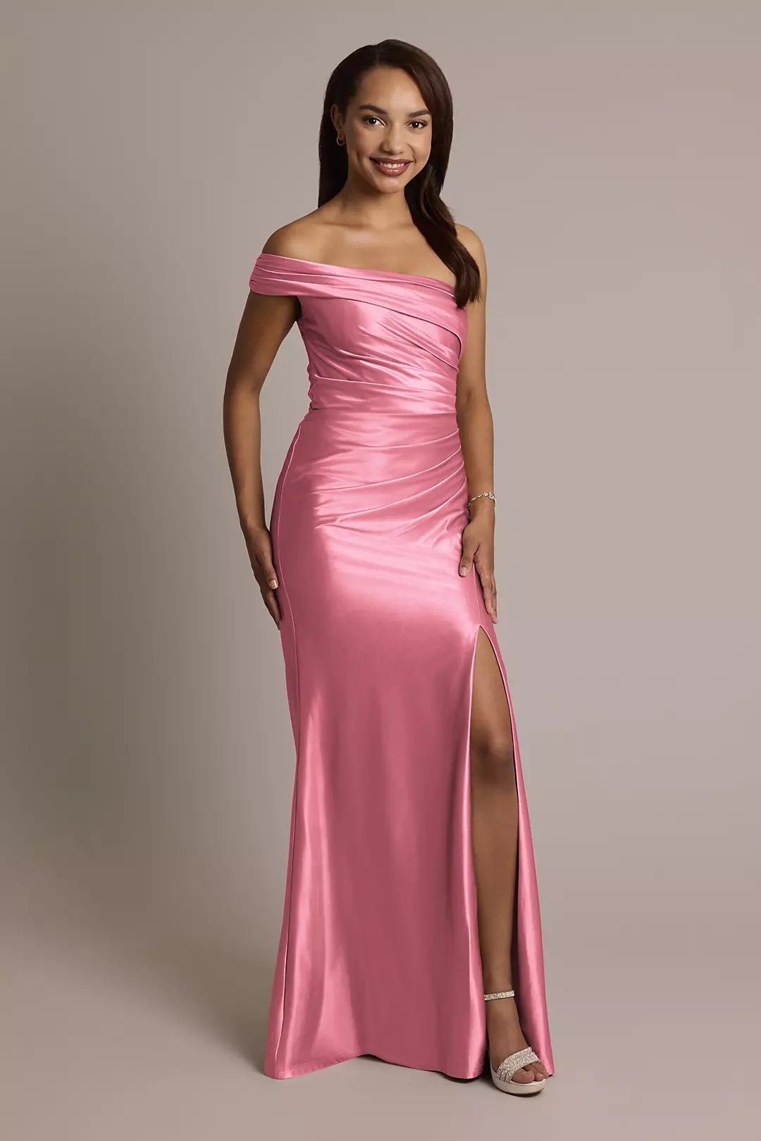 Sculpting Shiny Satin Ruched Sheath Dresses - XNAUWBI