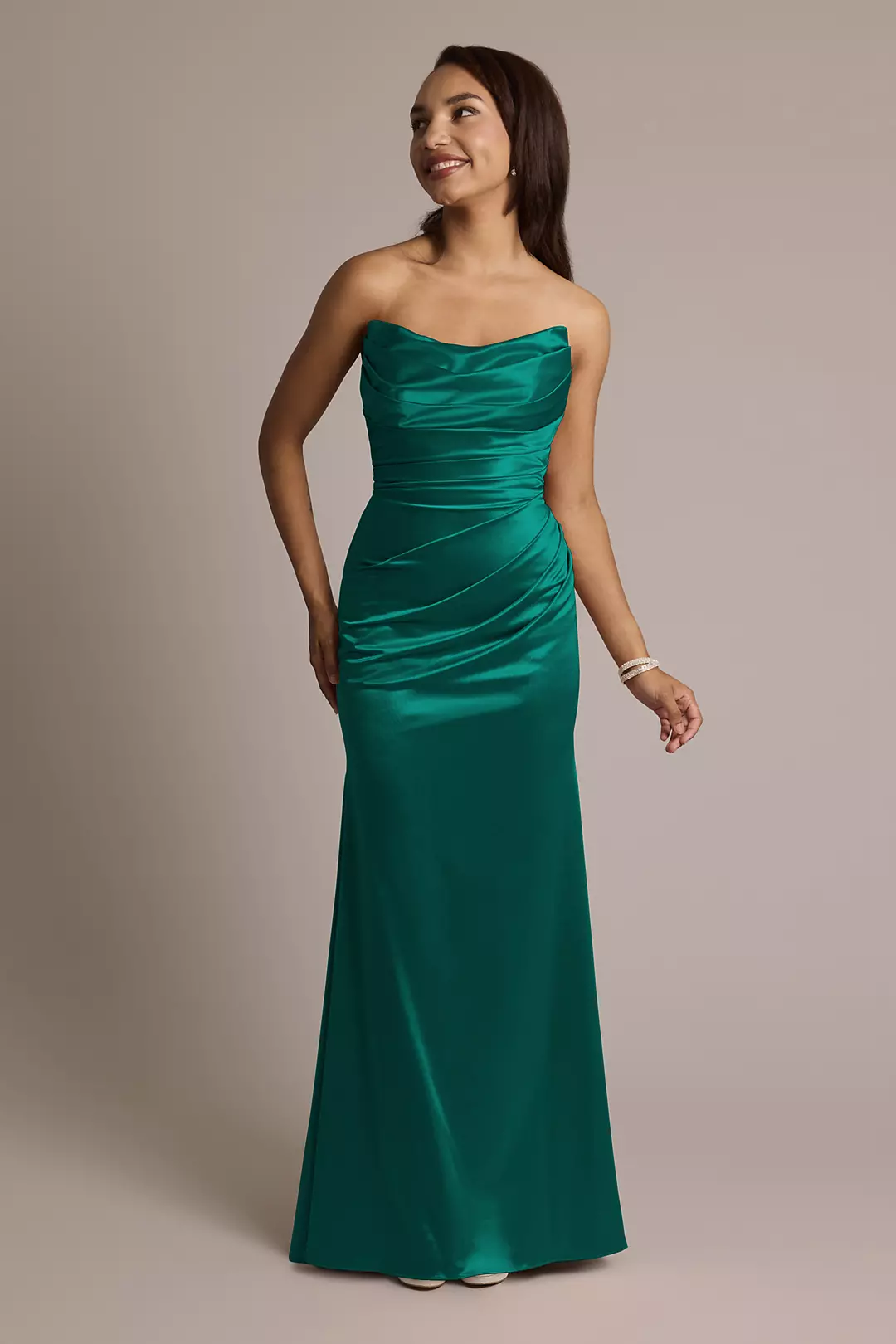 Sculpting Shiny Satin Strapless Mermaid Dresses - XNAUWBI