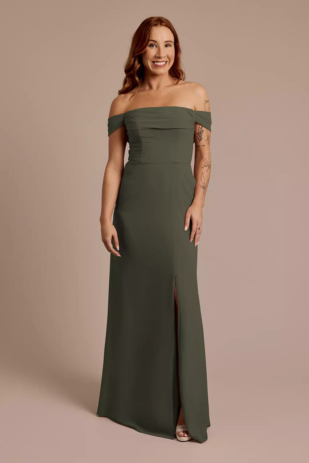 Chiffon Off-the-Shoulder Draped Dresses - XNAUWBI