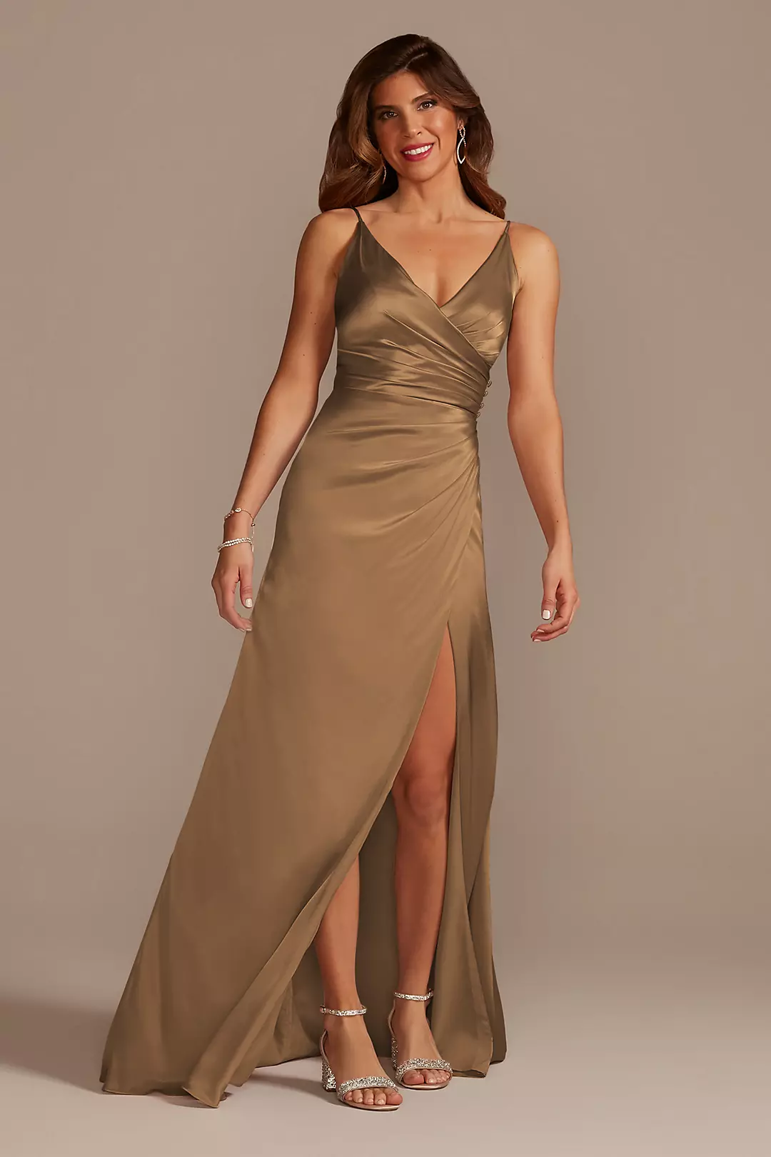 Charmeuse Draped Strappy Dresses - XNAUWBI