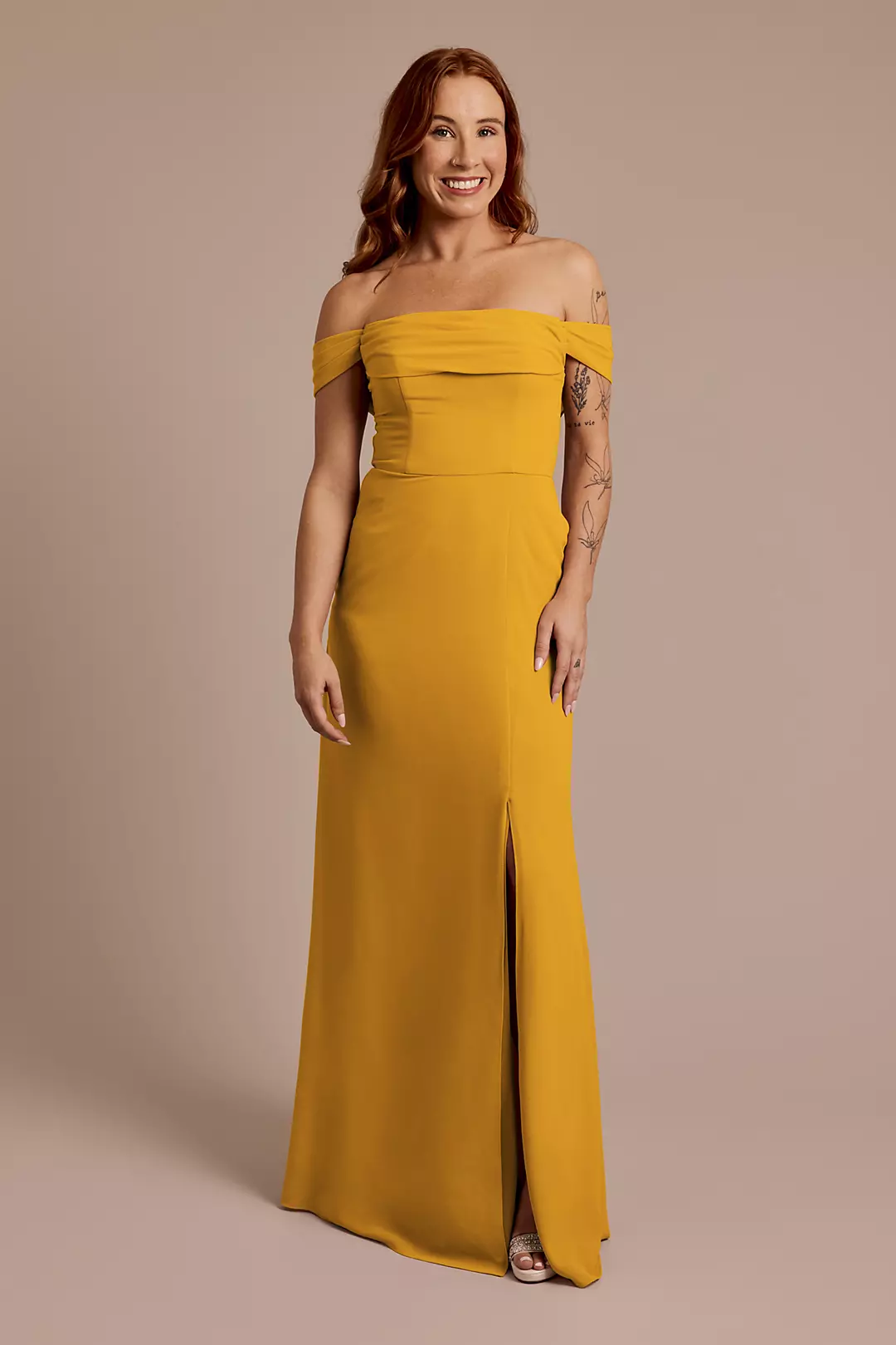 Chiffon Off-the-Shoulder Draped Dresses - XNAUWBI