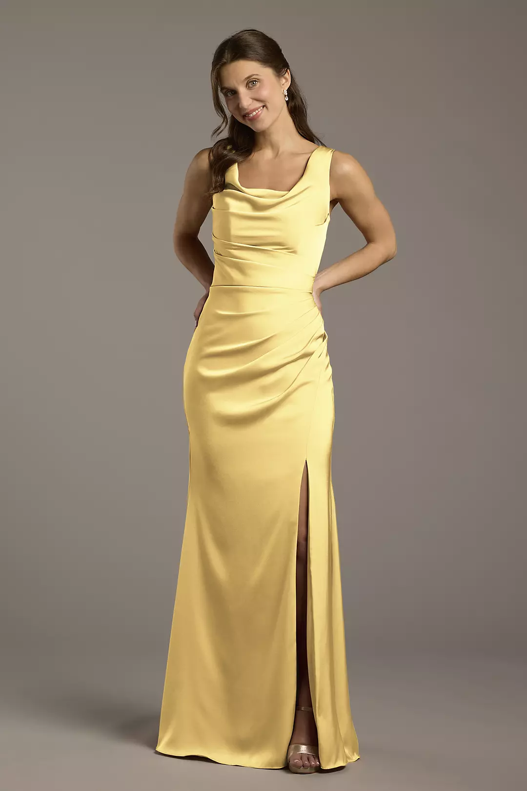 Matte Satin Cowl Neck Sheath Dresses - XNAUWBI
