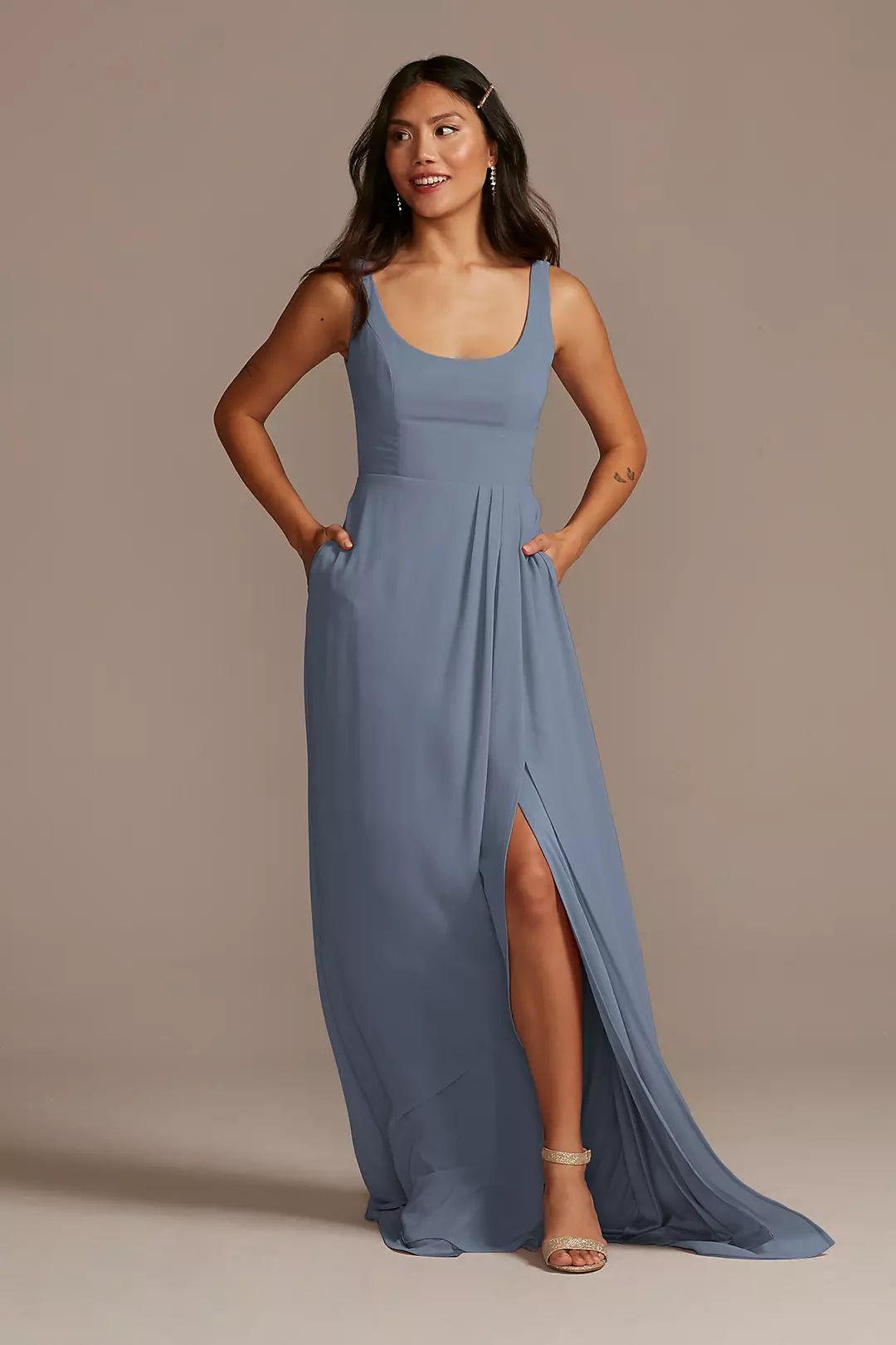 Chiffon Tank Scoop Neck Dresses - XNAUWBI