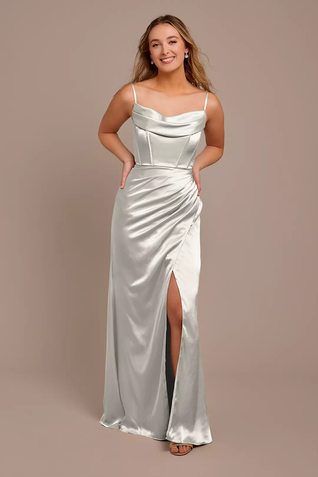 Charmeuse Cowl Spaghetti Strap Dresses - XNAUWBI