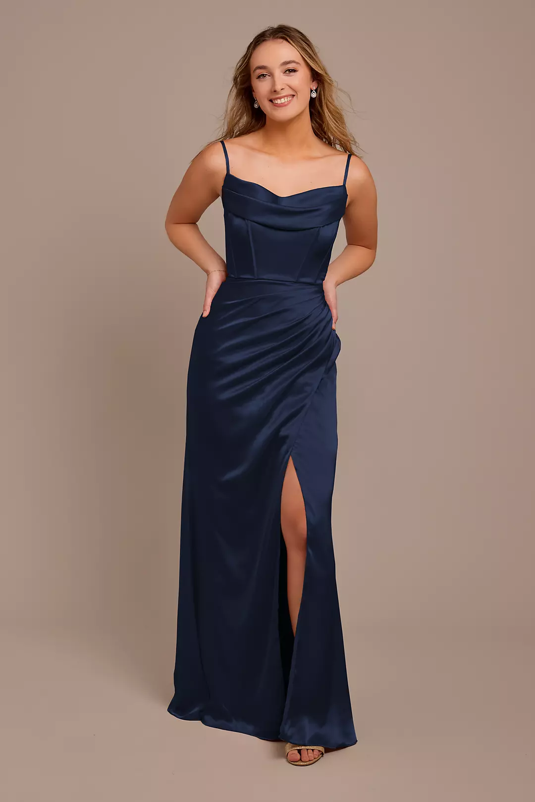 Charmeuse Cowl Spaghetti Strap Dresses - XNAUWBI