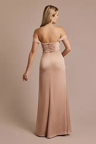 Matte Satin Off-the-Shoulder Sheath Dresses - XNAUWBI