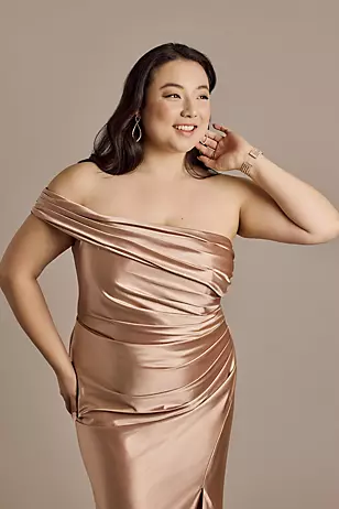 Sculpting Shiny Satin Ruched Sheath Dresses - XNAUWBI