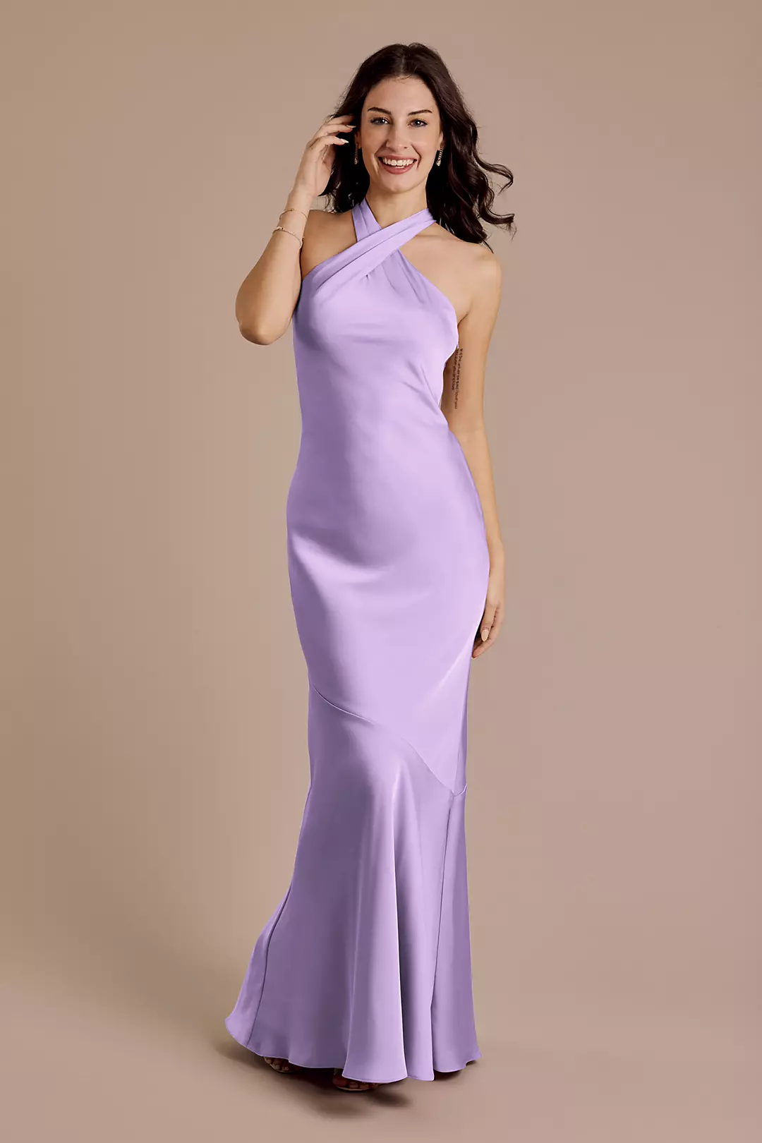 Matte Satin Y-Neck Bias Sheath Dresses - XNAUWBI