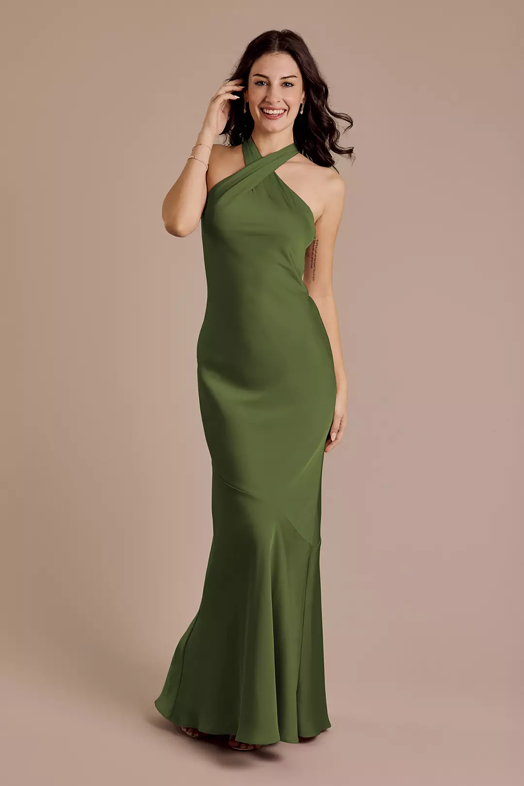Matte Satin Y-Neck Bias Sheath Dresses - XNAUWBI