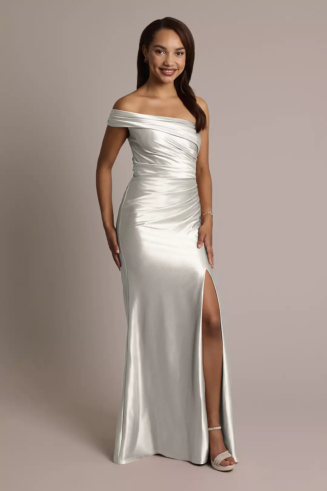 Sculpting Shiny Satin Ruched Sheath Dresses - XNAUWBI