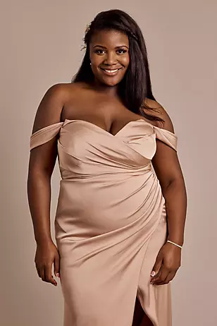 Matte Satin Off-the-Shoulder Sheath Dresses - XNAUWBI