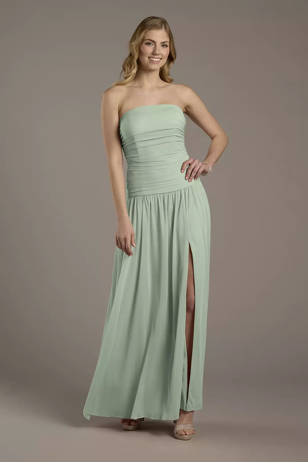Mesh Strapless Drop Waist Dresses - XNAUWBI