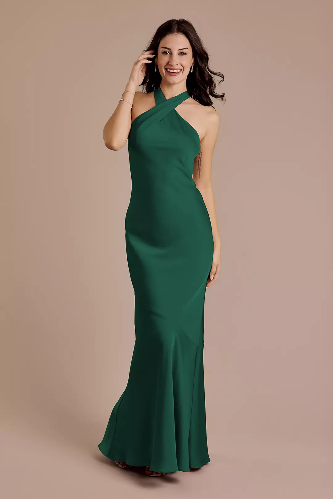 Matte Satin Y-Neck Bias Sheath Dresses - XNAUWBI