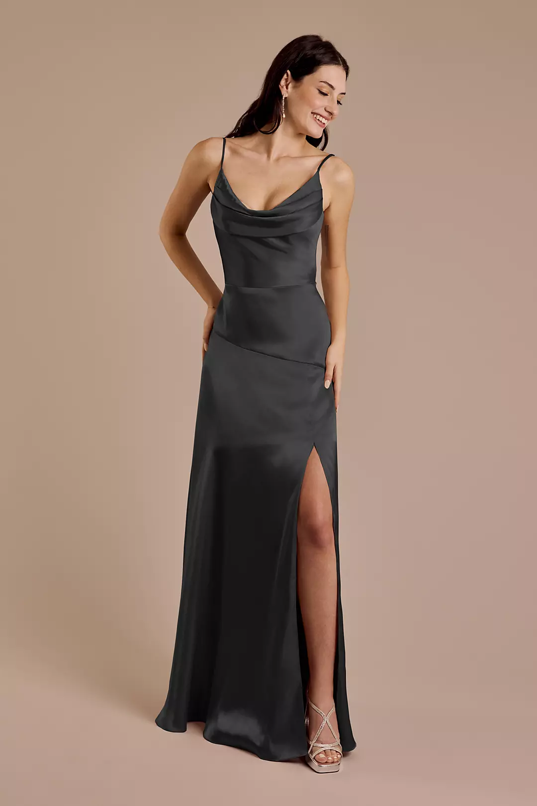 Charmeuse Cowl Neck Sheath Dresses - XNAUWBI