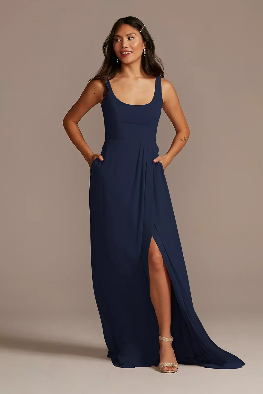 Chiffon Tank Scoop Neck Dresses - XNAUWBI