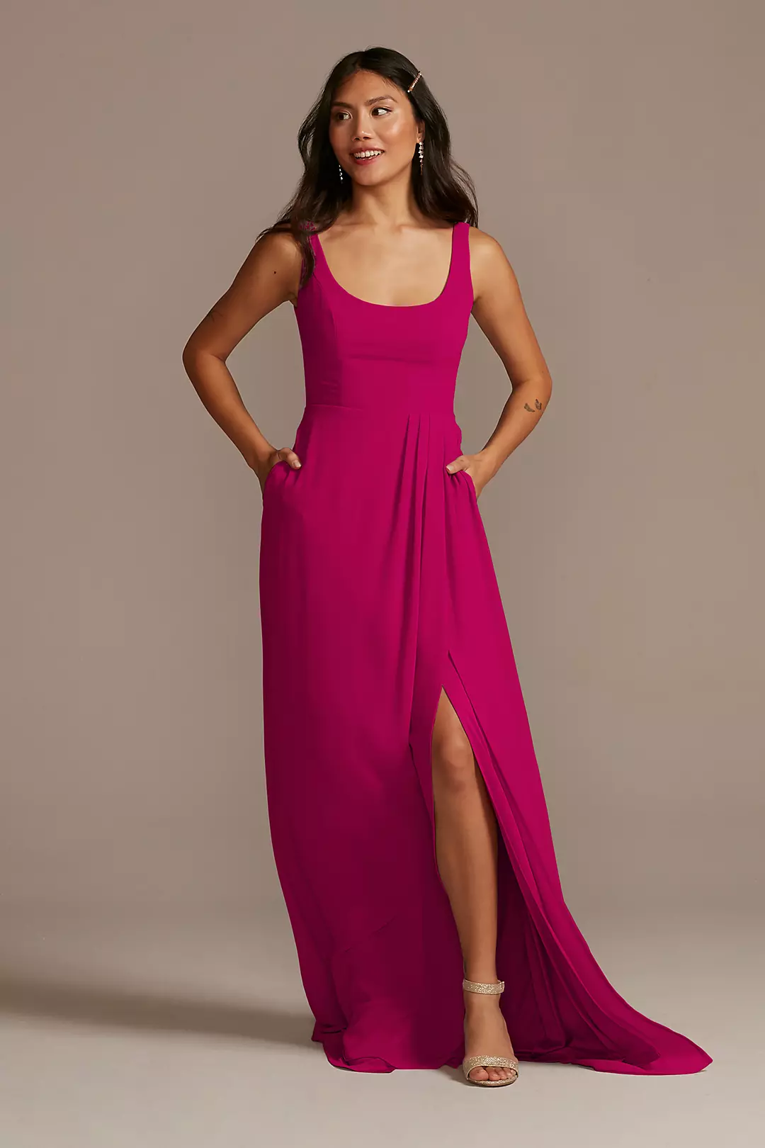 Chiffon Tank Scoop Neck Dresses - XNAUWBI