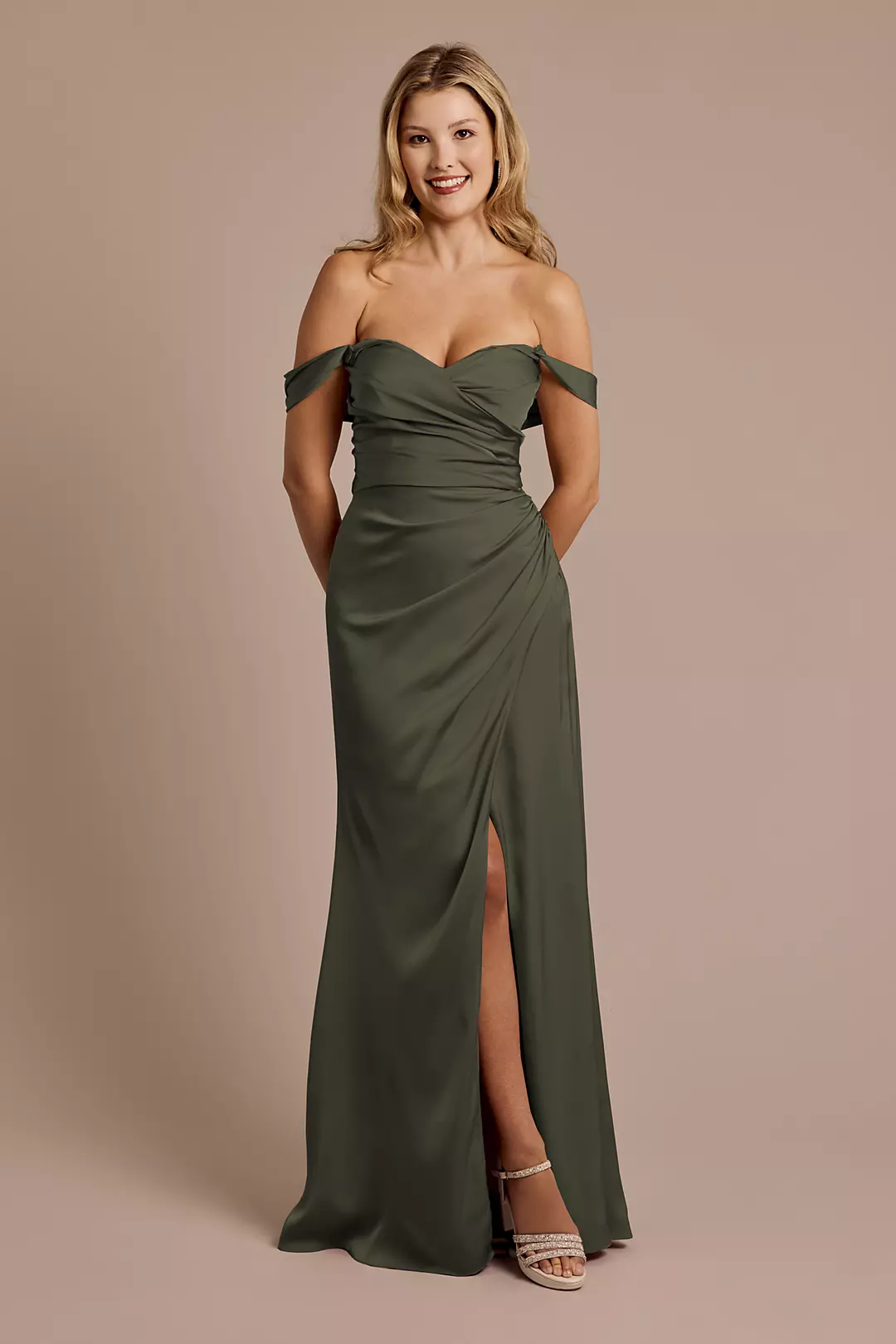 Matte Satin Off-the-Shoulder Sheath Dresses - XNAUWBI