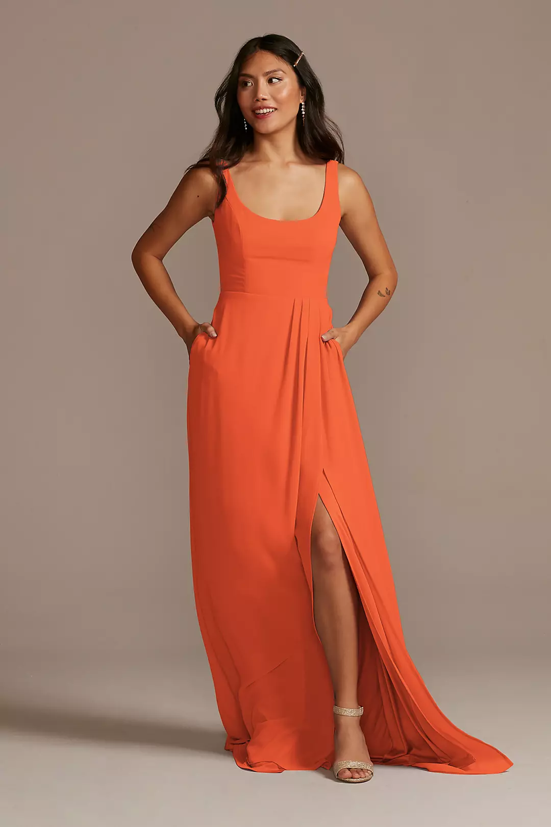 Chiffon Tank Scoop Neck Dresses - XNAUWBI