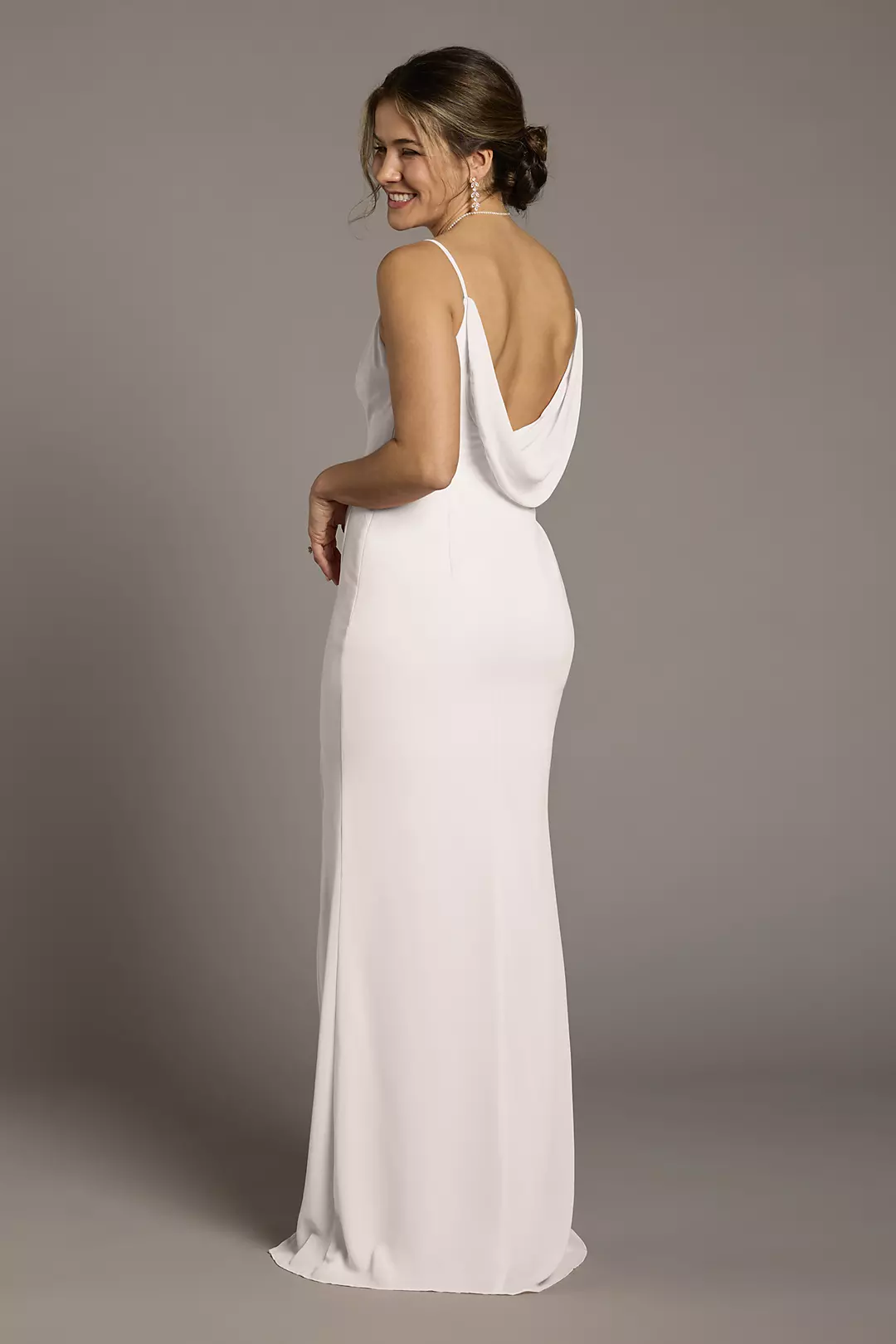 Chiffon Cowl Back V-Neck Sheath Dresses - XNAUWBI
