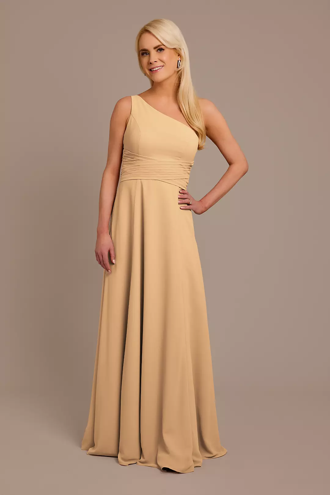 Chiffon One-Shoulder Dress with Tie Dress - XNAUWBI