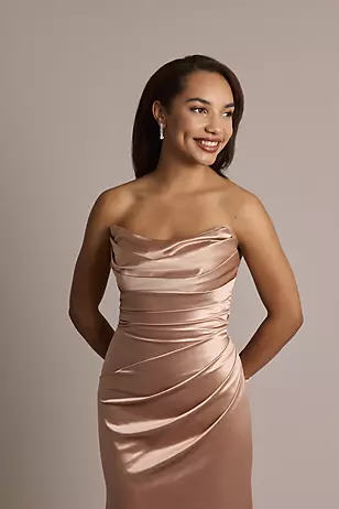 Sculpting Shiny Satin Strapless Mermaid Dresses - XNAUWBI