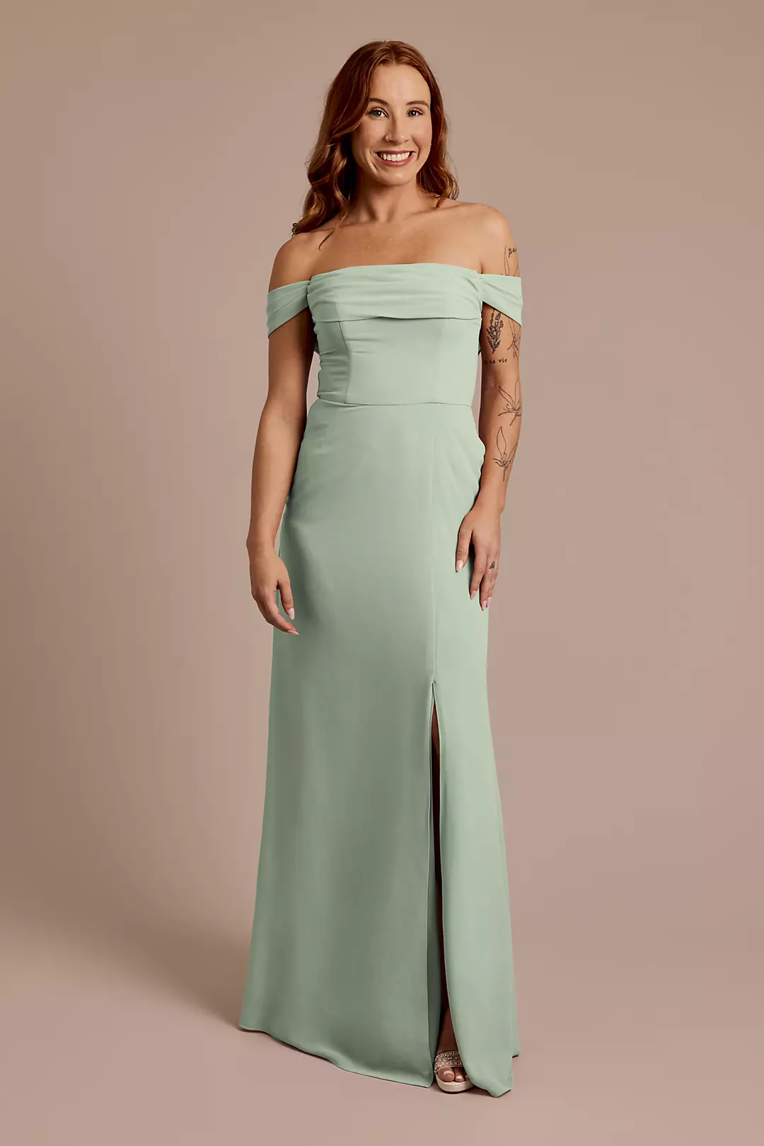 Chiffon Off-the-Shoulder Draped Dresses - XNAUWBI