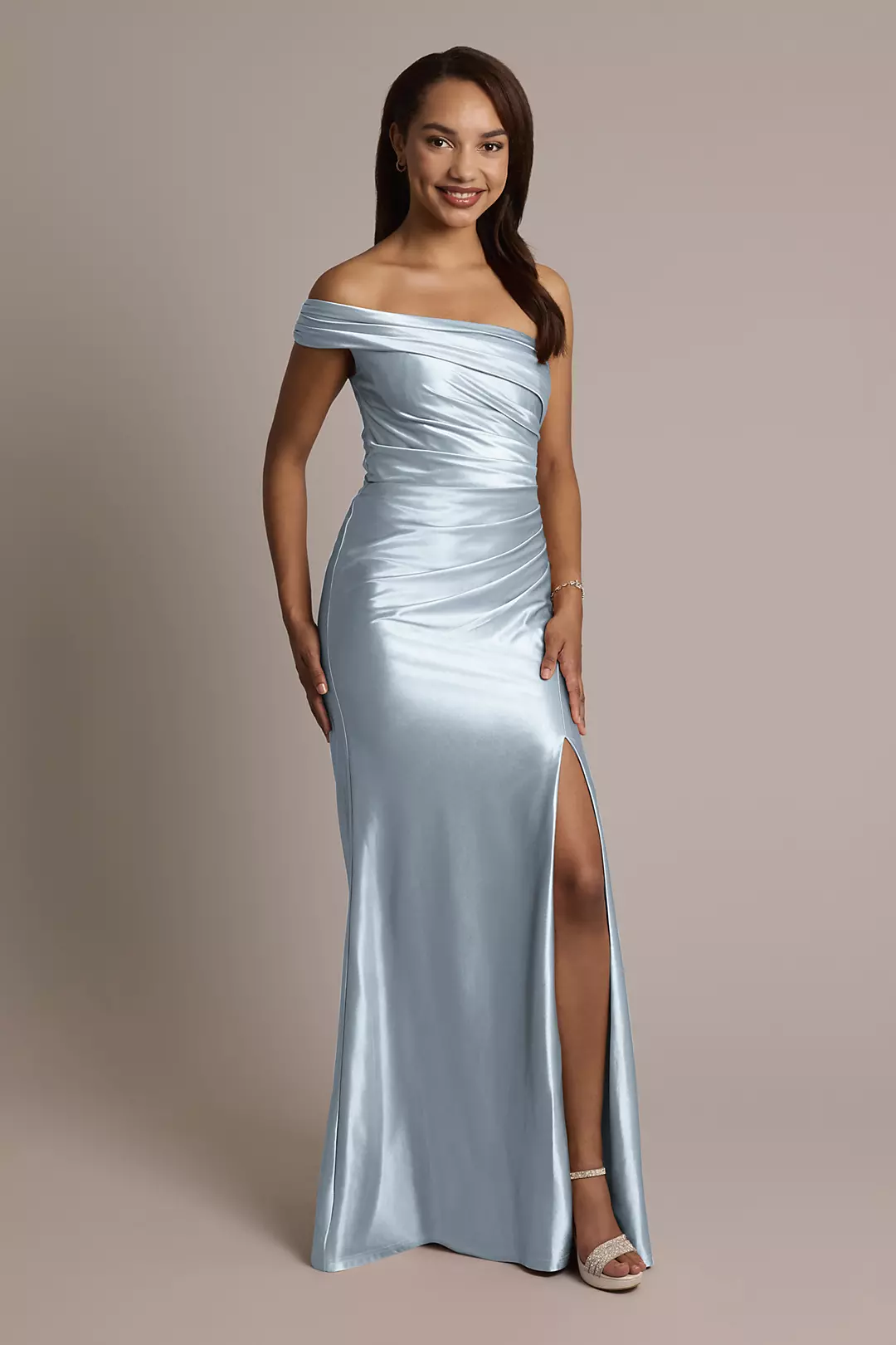 Sculpting Shiny Satin Ruched Sheath Dresses - XNAUWBI