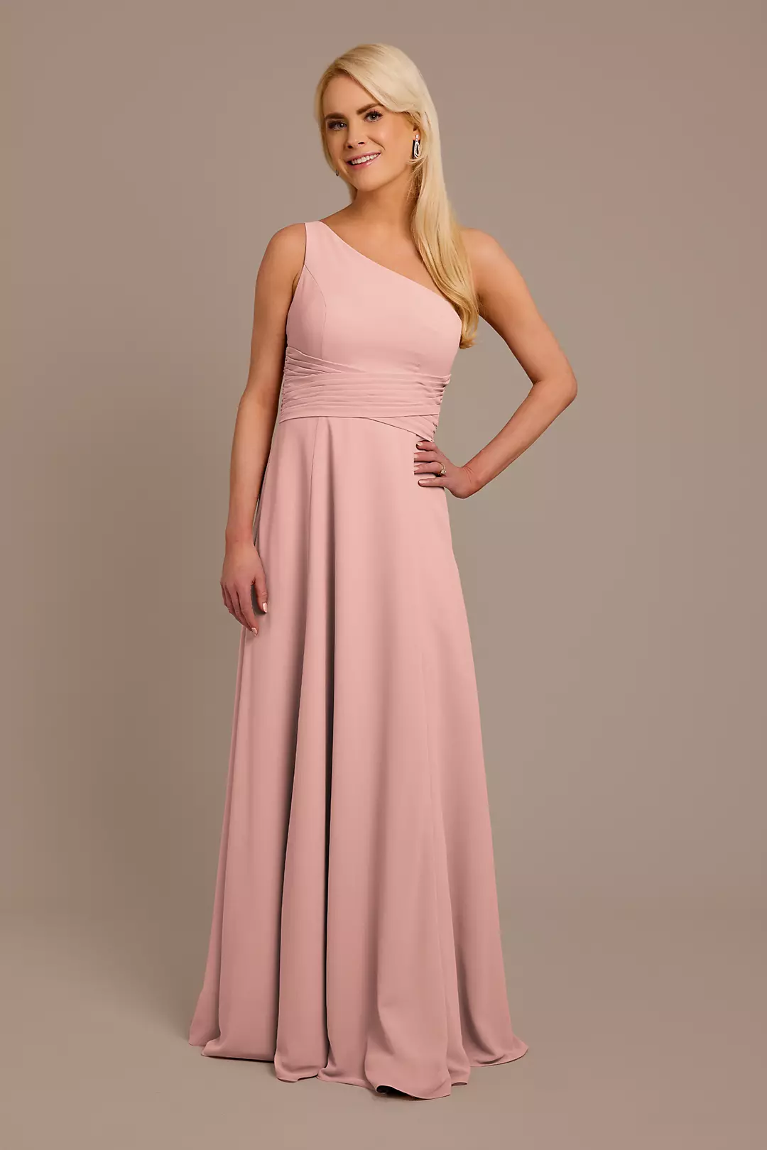 Chiffon One-Shoulder Dress with Tie Dress - XNAUWBI