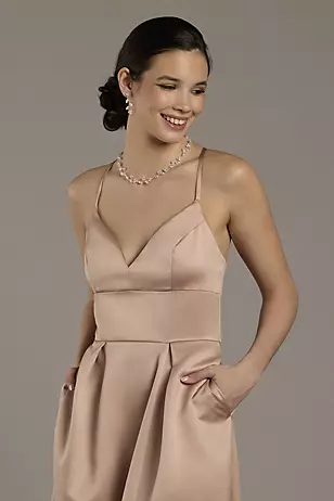 Satin Empire Waist Ball Gown Dress - XNAUWBI