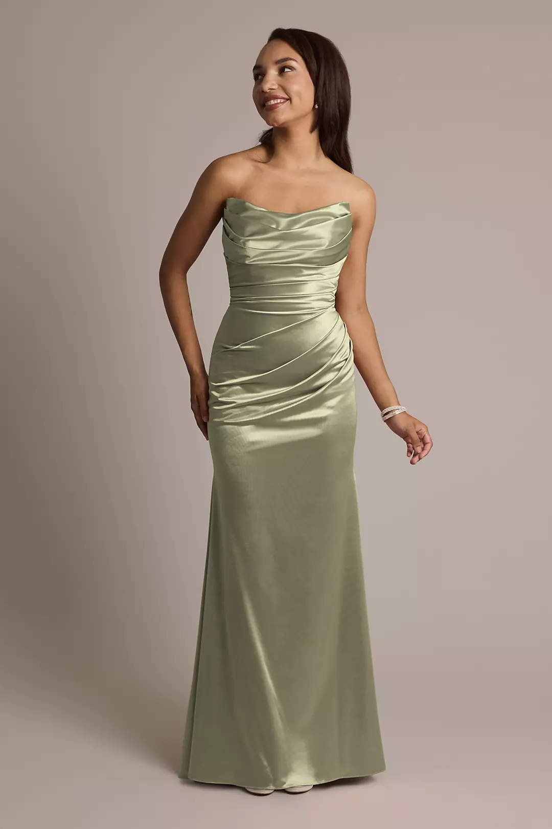 Sculpting Shiny Satin Strapless Mermaid Dresses - XNAUWBI