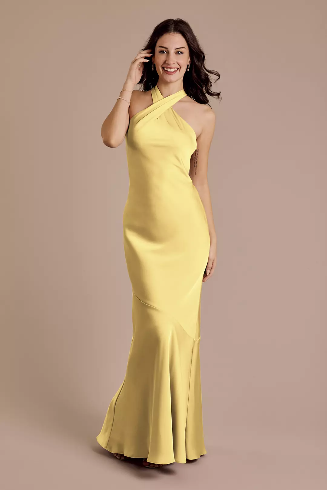 Matte Satin Y-Neck Bias Sheath Dresses - XNAUWBI