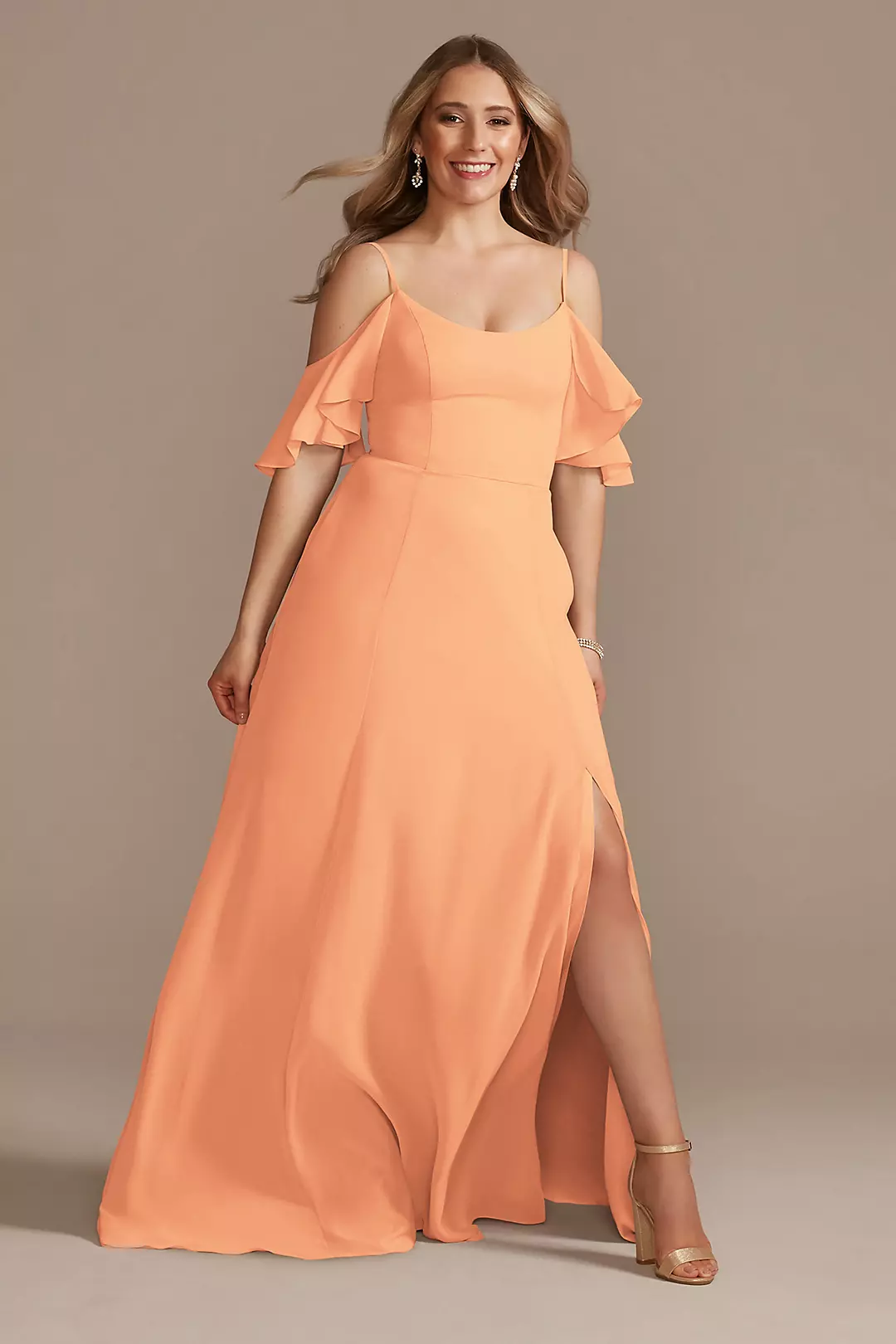 Cold-Shoulder Long Chiffon Dresses - XNAUWBI