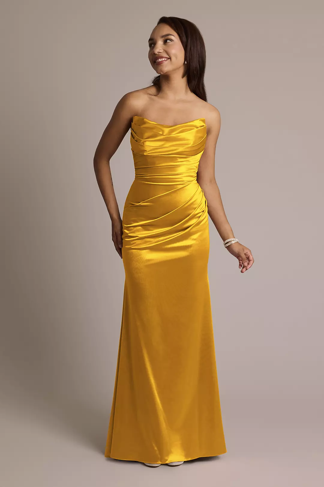 Sculpting Shiny Satin Strapless Mermaid Dresses - XNAUWBI