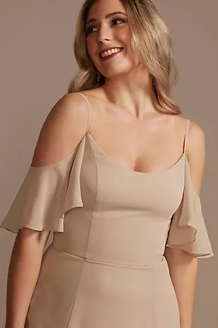 Cold-Shoulder Long Chiffon Dresses - XNAUWBI