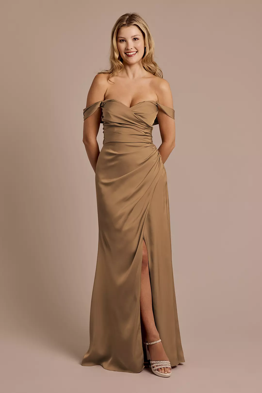Matte Satin Off-the-Shoulder Sheath Dresses - XNAUWBI