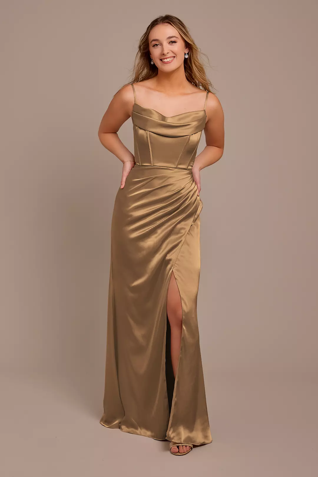 Charmeuse Cowl Spaghetti Strap Dresses - XNAUWBI