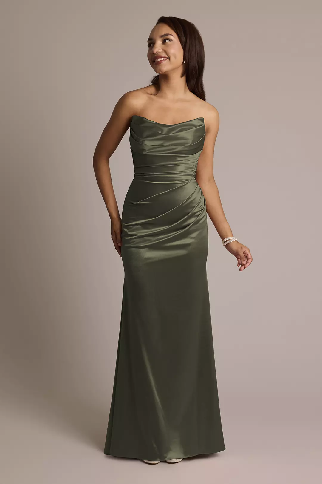 Sculpting Shiny Satin Strapless Mermaid Dresses - XNAUWBI