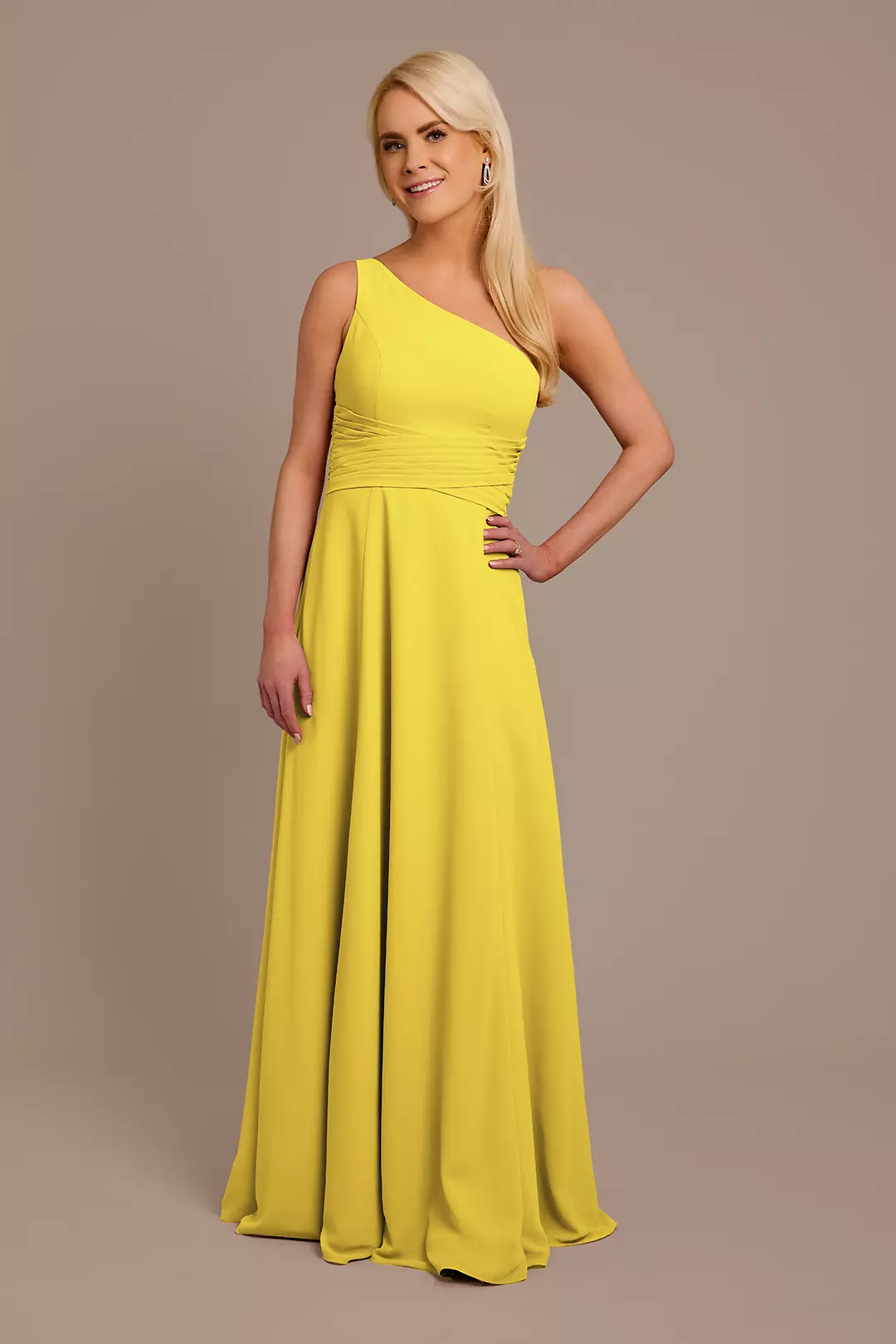 Chiffon One-Shoulder Dress with Tie Dress - XNAUWBI