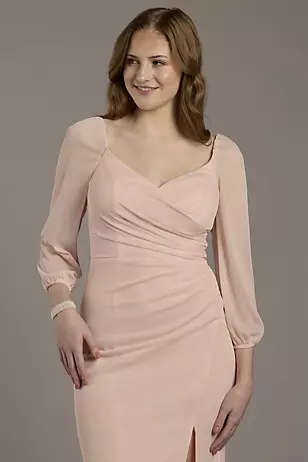 Mesh Billow Sleeve Sheath Dresses - XNAUWBI