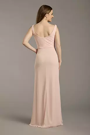 Mesh Cowl Neck Ruched A-Line Dresses - XNAUWBI