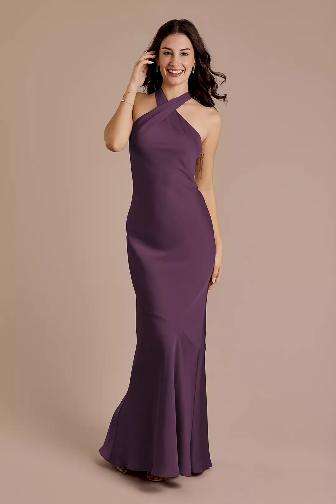 Matte Satin Y-Neck Bias Sheath Dresses - XNAUWBI