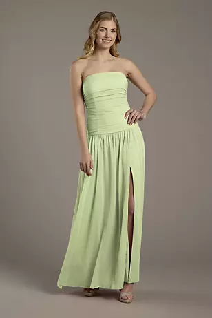 Mesh Strapless Drop Waist Dresses - XNAUWBI