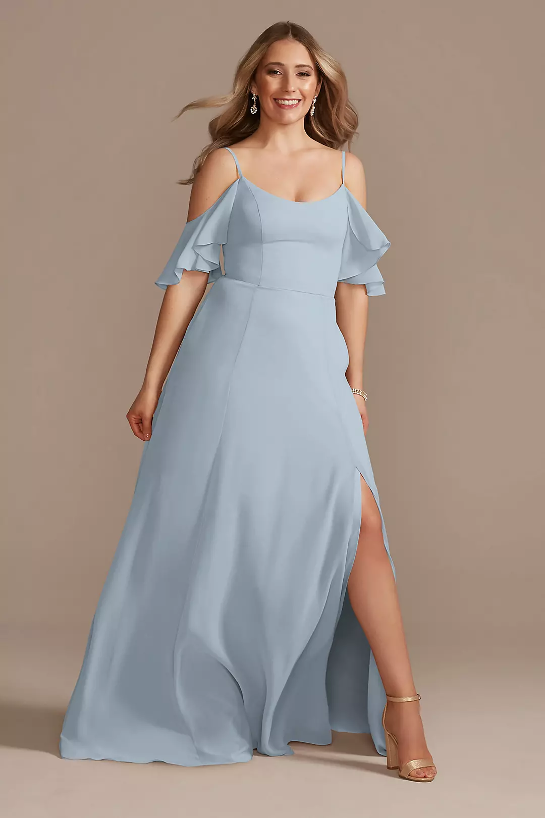 Cold-Shoulder Long Chiffon Dresses - XNAUWBI