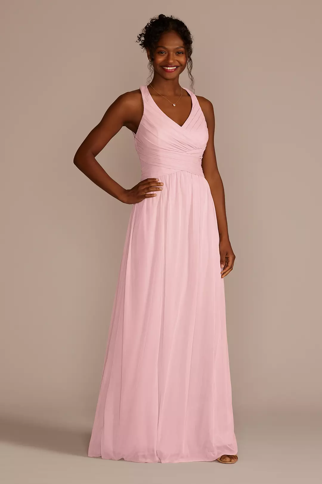 Mesh Long Dress with Crisscross Back Dress - XNAUWBI