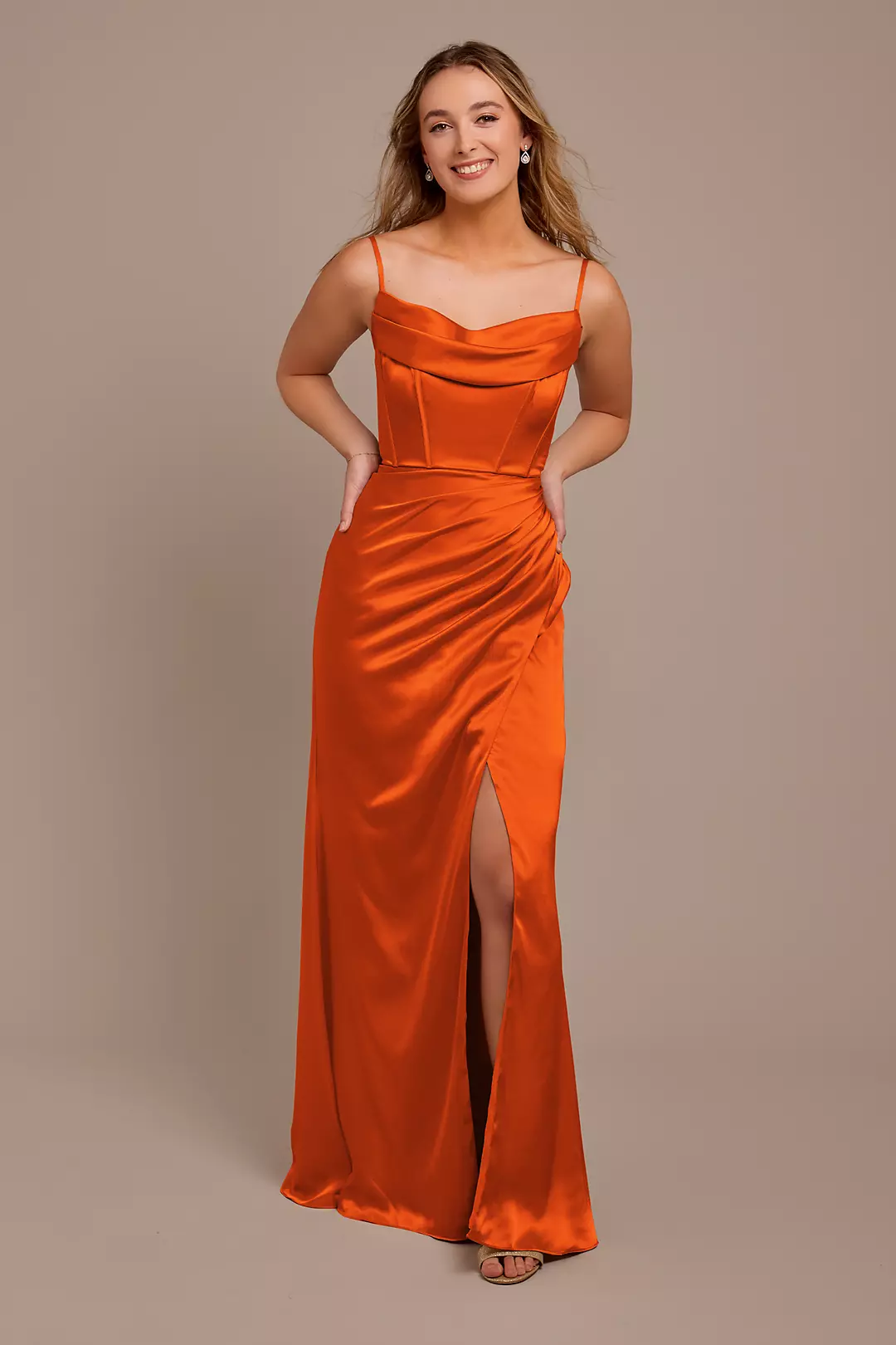 Charmeuse Cowl Spaghetti Strap Dresses - XNAUWBI