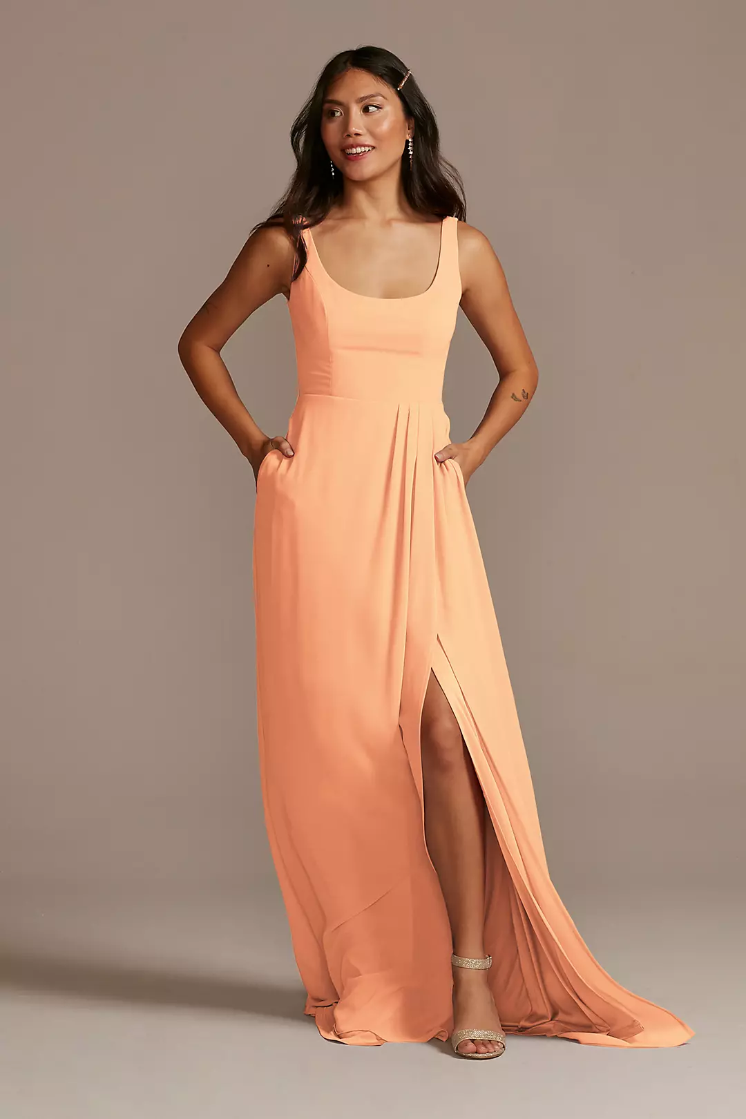 Chiffon Tank Scoop Neck Dresses - XNAUWBI